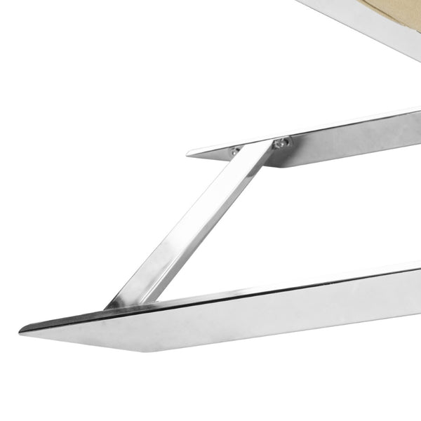 Safavieh Monroe Chaise Lounge With Headrest Pillow - Luxurious Spa-Inspired Seating For Relaxation & Style Beige Velvet /Chrome FOX6286A