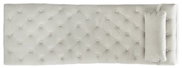 Safavieh Monroe Chaise Lounge With Headrest Pillow - Luxurious Spa-Inspired Seating For Relaxation & Style Grey Velvet/Chrome FOX6286C