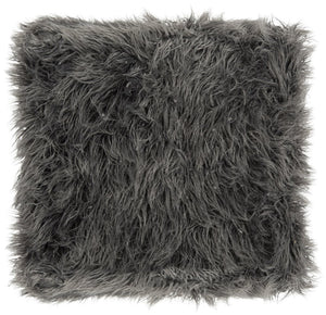 Safavieh Rowan Contemporary Glam Vegan Sheepskin Ottoman - Plush Accent For Modern Living Spaces & Decor Faux Grey /Gold Foil FOX6288B