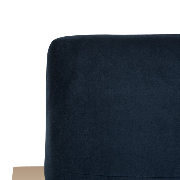 Safavieh Vasco Modern Luxe Accent Chair In Navy Velvet With Geometric Brass Frame For Stylish Interiors FOX6290A