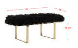 Safavieh Maia Faux Sheepskin Bench Faux Black /Brass FOX6292B