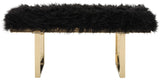 Safavieh Maia Faux Sheepskin Bench Faux Black /Brass FOX6292B