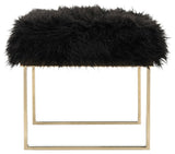 Safavieh Maia Faux Sheepskin Bench Faux Black /Brass FOX6292B