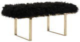 Safavieh Maia Faux Sheepskin Bench Faux Black /Brass FOX6292B