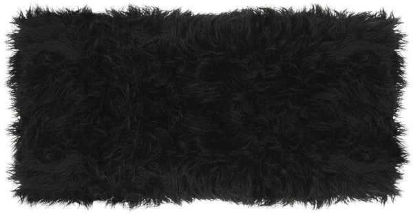 Safavieh Maia Plush Vegan Sheepskin Bench With Sleek Brass Base – Perfect For Glam Living Spaces And Vanity Faux Black /Brass FOX6292B