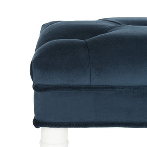Safavieh Rory Navy Velvet Tufted Bench With White Bamboo Accents & Brass-Capped Feet For Chic Living Spaces FOX6294A
