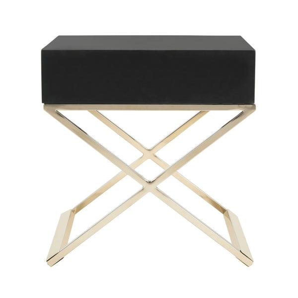 Safavieh Zarina Modern Cross-Leg End Table - Chic Black & Gold Accent For Glam Or Minimalist Spaces! FOX6295D