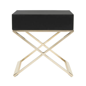 Safavieh Zarina Modern Cross-Leg End Table - Chic Black & Gold Accent For Glam Or Minimalist Spaces! FOX6295D