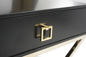 Safavieh Zarina Modern Cross-Leg End Table - Chic Black & Gold Accent For Glam Or Minimalist Spaces! FOX6295D