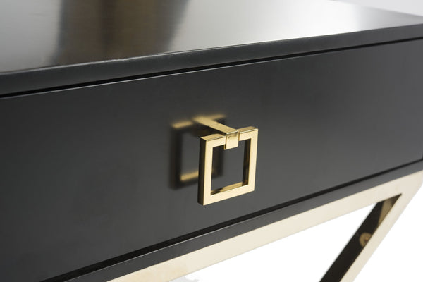 Safavieh Zarina Modern Cross-Leg End Table - Chic Black & Gold Accent For Glam Or Minimalist Spaces! FOX6295D