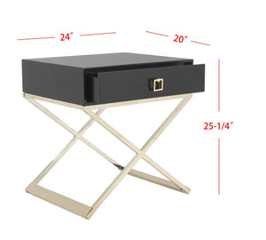 Safavieh Zarina Modern Cross-Leg End Table - Chic Black & Gold Accent For Glam Or Minimalist Spaces! FOX6295D