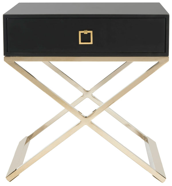 Safavieh Zarina Modern Cross-Leg End Table - Chic Black & Gold Accent For Glam Or Minimalist Spaces! FOX6295D