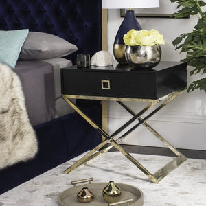 Safavieh Zarina Modern Cross-Leg End Table - Chic Black & Gold Accent For Glam Or Minimalist Spaces! FOX6295D