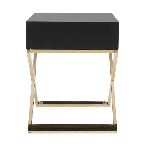 Safavieh Zarina Modern Cross-Leg End Table - Chic Black & Gold Accent For Glam Or Minimalist Spaces! FOX6295D