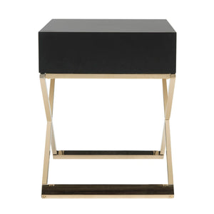 Safavieh Zarina Modern Cross-Leg End Table - Chic Black & Gold Accent For Glam Or Minimalist Spaces! FOX6295D