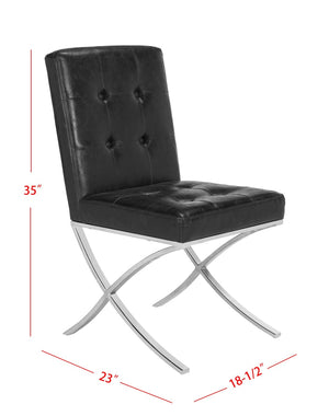 Safavieh Walsh Contemporary Tufted Side Chair - Luxurious Upholstery With Polished Legs For Modern Spaces Black/Chrome FOX6300A