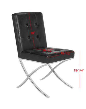 Safavieh Walsh Contemporary Tufted Side Chair - Luxurious Upholstery With Polished Legs For Modern Spaces Black/Chrome FOX6300A