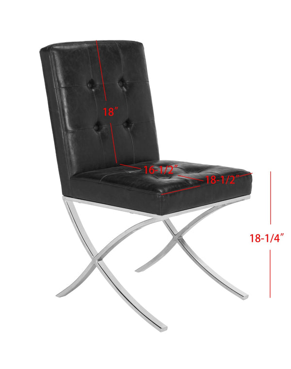 Safavieh Walsh Contemporary Tufted Side Chair - Luxurious Upholstery With Polished Legs For Modern Spaces Black/Chrome FOX6300A