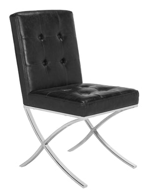 Safavieh Walsh Contemporary Tufted Side Chair - Luxurious Upholstery With Polished Legs For Modern Spaces Black/Chrome FOX6300A