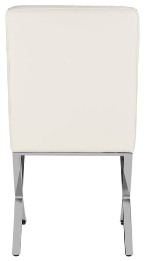 Safavieh Walsh Contemporary Tufted Side Chair - Luxurious Upholstery With Polished Legs For Modern Spaces White Pu/Chrome FOX6300B