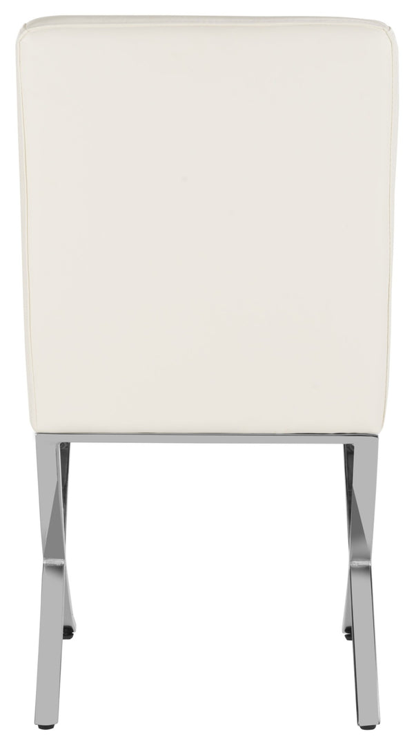 Safavieh Walsh Contemporary Tufted Side Chair - Luxurious Upholstery With Polished Legs For Modern Spaces White Pu/Chrome FOX6300B