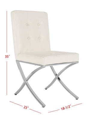 Safavieh Walsh Contemporary Tufted Side Chair - Luxurious Upholstery With Polished Legs For Modern Spaces White Pu/Chrome FOX6300B