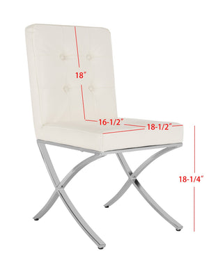 Safavieh Walsh Contemporary Tufted Side Chair - Luxurious Upholstery With Polished Legs For Modern Spaces White Pu/Chrome FOX6300B