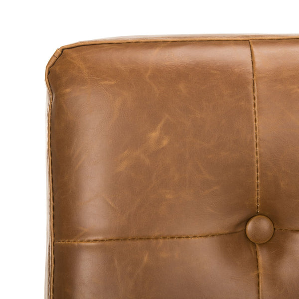 Safavieh Walsh Contemporary Tufted Side Chair - Luxurious Upholstery With Polished Legs For Modern Spaces Light Brown Pu/Chrome FOX6300C
