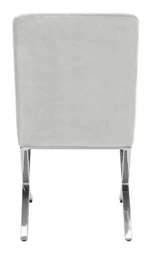Safavieh Walsh Contemporary Tufted Side Chair - Luxurious Upholstery With Polished Legs For Modern Spaces Grey Velvet/Chrome FOX6300D
