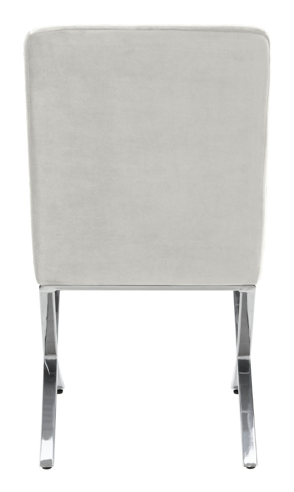 Safavieh Walsh Contemporary Tufted Side Chair - Luxurious Upholstery With Polished Legs For Modern Spaces Grey Velvet/Chrome FOX6300D