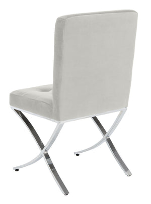 Safavieh Walsh Contemporary Tufted Side Chair - Luxurious Upholstery With Polished Legs For Modern Spaces Grey Velvet/Chrome FOX6300D