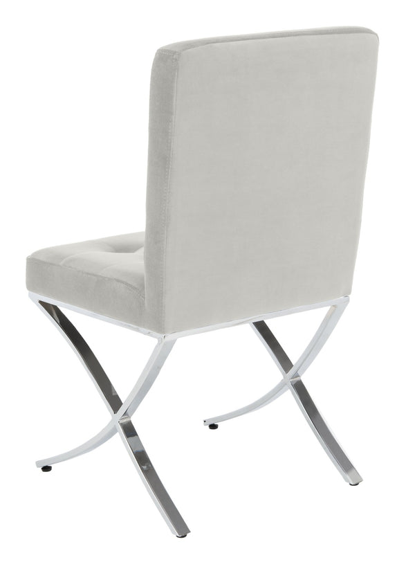 Safavieh Walsh Contemporary Tufted Side Chair - Luxurious Upholstery With Polished Legs For Modern Spaces Grey Velvet/Chrome FOX6300D