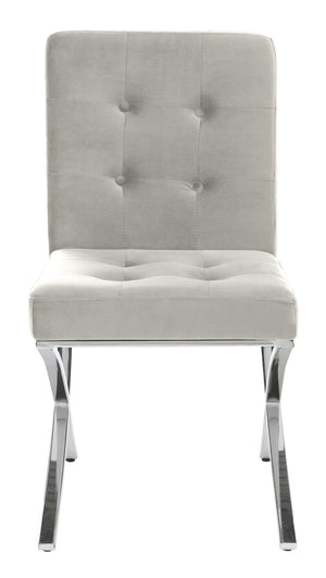 Safavieh Walsh Contemporary Tufted Side Chair - Luxurious Upholstery With Polished Legs For Modern Spaces Grey Velvet/Chrome FOX6300D