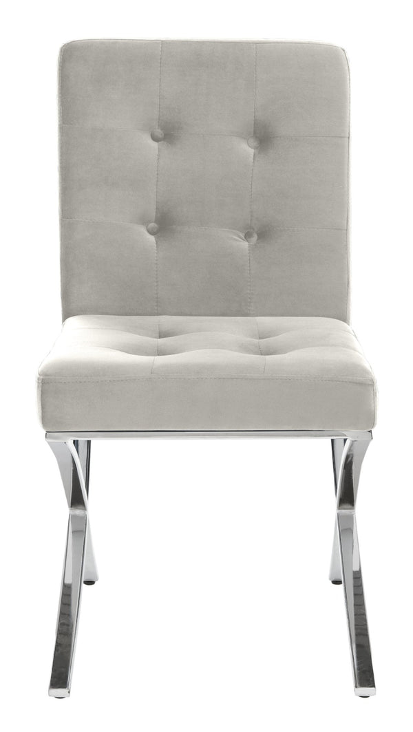Safavieh Walsh Contemporary Tufted Side Chair - Luxurious Upholstery With Polished Legs For Modern Spaces Grey Velvet/Chrome FOX6300D