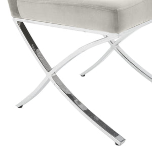 Safavieh Walsh Contemporary Tufted Side Chair - Luxurious Upholstery With Polished Legs For Modern Spaces Grey Velvet/Chrome FOX6300D