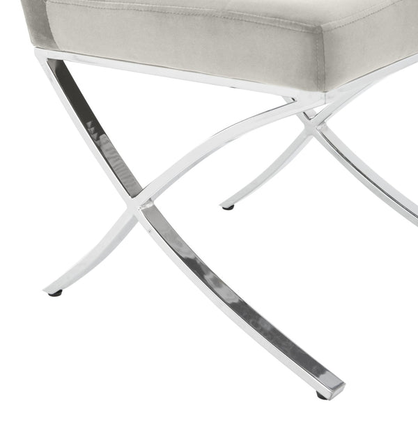 Safavieh Walsh Contemporary Tufted Side Chair - Luxurious Upholstery With Polished Legs For Modern Spaces Grey Velvet/Chrome FOX6300D