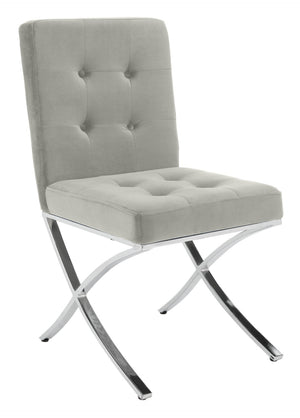 Safavieh Walsh Contemporary Tufted Side Chair - Luxurious Upholstery With Polished Legs For Modern Spaces Grey Velvet/Chrome FOX6300D
