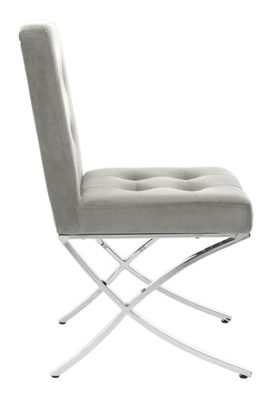 Safavieh Walsh Contemporary Tufted Side Chair - Luxurious Upholstery With Polished Legs For Modern Spaces Grey Velvet/Chrome FOX6300D