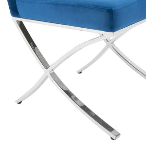 Safavieh Walsh Contemporary Tufted Side Chair - Luxurious Upholstery With Polished Legs For Modern Spaces Navy Velvet/Chrome FOX6300E