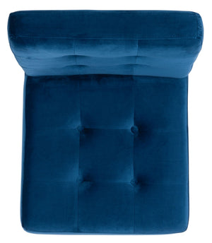 Safavieh Walsh Contemporary Tufted Side Chair - Luxurious Upholstery With Polished Legs For Modern Spaces Navy Velvet/Chrome FOX6300E