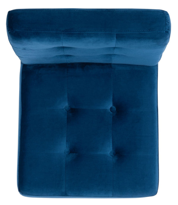 Safavieh Walsh Contemporary Tufted Side Chair - Luxurious Upholstery With Polished Legs For Modern Spaces Navy Velvet/Chrome FOX6300E