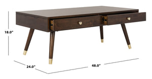Safavieh Levinson Coffee Table – Mid-Century Modern Design With Elegant Storage And Polished Accents For Living Rooms Brown/Gold FOX6304A
