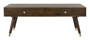 Safavieh Levinson Coffee Table – Mid-Century Modern Design With Elegant Storage And Polished Accents For Living Rooms Brown/Gold FOX6304A