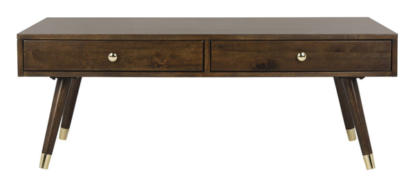 Safavieh Levinson Coffee Table – Mid-Century Modern Design With Elegant Storage And Polished Accents For Living Rooms Brown/Gold FOX6304A
