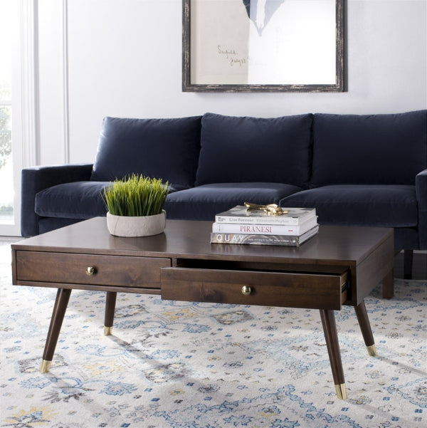 Safavieh Levinson Coffee Table – Mid-Century Modern Design With Elegant Storage And Polished Accents For Living Rooms Brown/Gold FOX6304A