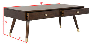 Safavieh Levinson Coffee Table – Mid-Century Modern Design With Elegant Storage And Polished Accents For Living Rooms Brown/Gold FOX6304A