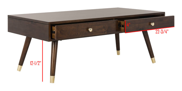 Safavieh Levinson Coffee Table – Mid-Century Modern Design With Elegant Storage And Polished Accents For Living Rooms Brown/Gold FOX6304A