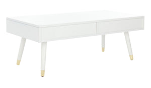 Safavieh Levinson Coffee Table – Mid-Century Modern Design With Elegant Storage And Polished Accents For Living Rooms White/Gold FOX6304B