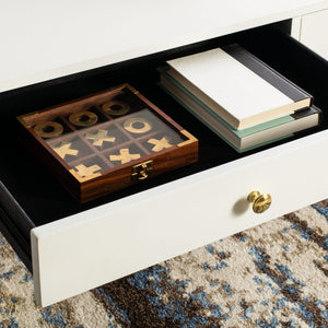 Safavieh Levinson Coffee Table – Mid-Century Modern Design With Elegant Storage And Polished Accents For Living Rooms White/Gold FOX6304B