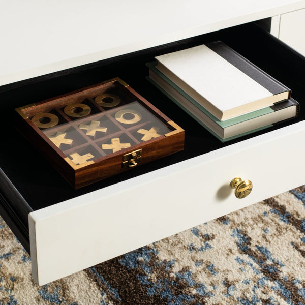 Safavieh Levinson Coffee Table – Mid-Century Modern Design With Elegant Storage And Polished Accents For Living Rooms White/Gold FOX6304B